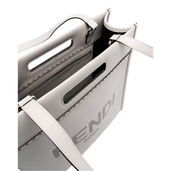 Fendi Roma Ghiaia Calf Leather Tote Bag in Ghiaia (Light Gray), authentic new handbag, image 4