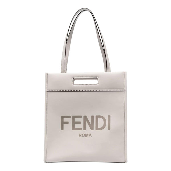 Fendi Roma Ghiaia Calf Leather Tote Bag in Ghiaia (Light Gray), authentic new handbag, image 1