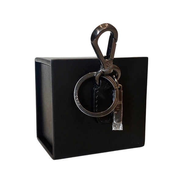 Fendi Roma Mini Box Black Leather Key Ring Charm in Black, authentic new keychain, image 4