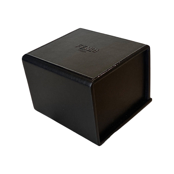 Fendi Roma Mini Box Black Leather Key Ring Charm in Black, authentic new keychain, image 3
