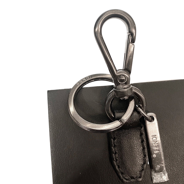 Fendi Roma Mini Box Black Leather Key Ring Charm in Black, authentic new keychain, image 7