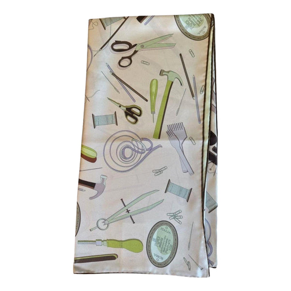 Fendi Multi-Color Graphic Print Silk Scarf Malva Multicolor in Multicolor on Neutral Base, authentic new scarves & shawl, ima
