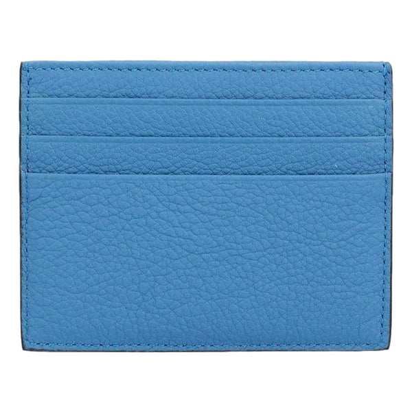 Fendi Signature Fiordaliso Blue Grained Leather Card Case Wallet in Fiordaliso Blue and Light Blue, authentic new wallet, ima