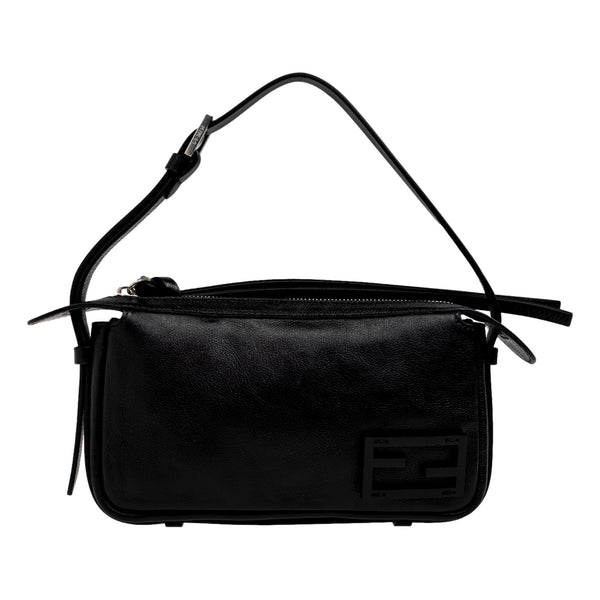 Fendi Simply Fendi Mini Black Leather Shoulder Bag in Black, authentic new handbag, image 1