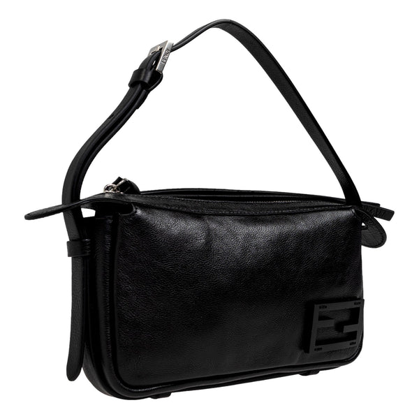 Fendi Simply Fendi Mini Black Leather Shoulder Bag in Black, authentic new handbag, image 3