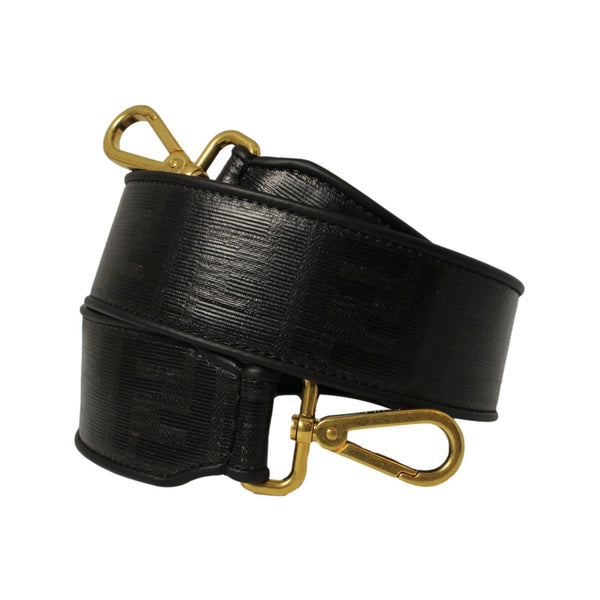 Fendi Strap You FF Zucca Black Glazed Canvas Shoulder Strap in Black, authentic new handbag, image 2