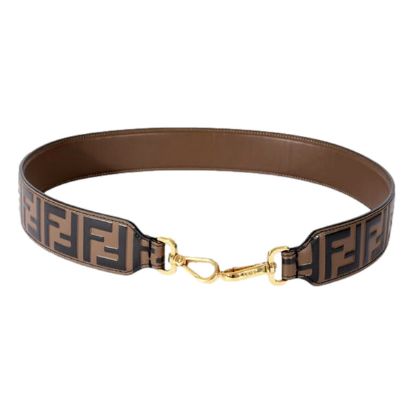 Fendi Strap You FF Zucca Brown Calfskin Leather Mini Shoulder Strap Gold Hardware in Brown and Black, authentic new accessory