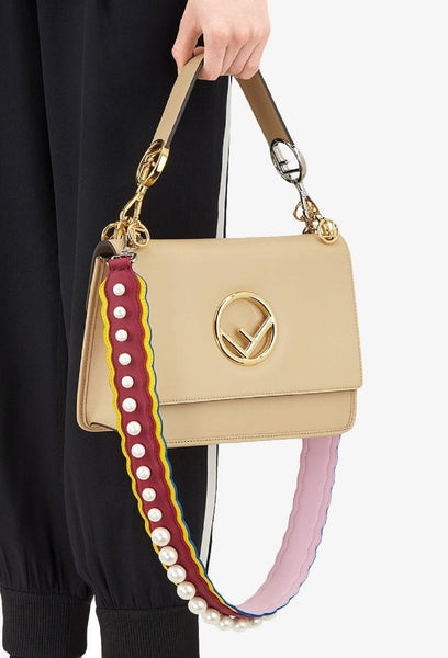 Fendi Strap You Pearl Embellished Shoulder Strap Black Cherry Lemon in Black Cherry and Lemon, authentic new handbag, image 4