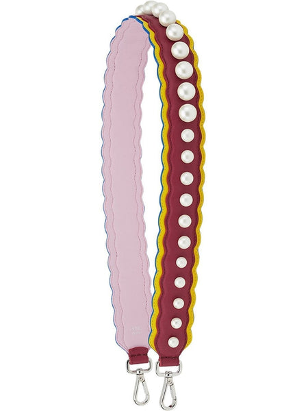 Fendi Strap You Pearl Embellished Shoulder Strap Black Cherry Lemon in Black Cherry and Lemon, authentic new handbag, image 1