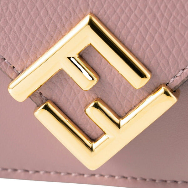 Fendi FF Diamond Leather Tri-Fold Wallet Dusty Mauve Gold-Tone Hardware in Dusty Mauve, authentic new wallet, image 8