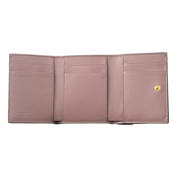 Fendi FF Diamond Leather Tri-Fold Wallet Dusty Mauve Gold-Tone Hardware in Dusty Mauve, authentic new wallet, image 4