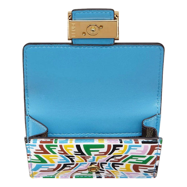 Fendi Vertigo Baguette Multicolor Leather Small Trifold Wallet in Cyber Blue and White, authentic new wallet, image 4