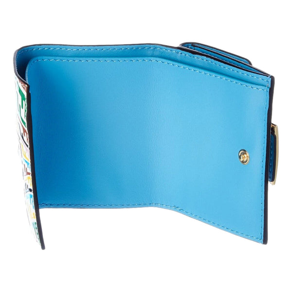 Fendi Vertigo Baguette Multicolor Leather Small Trifold Wallet in Cyber Blue and White, authentic new wallet, image 6