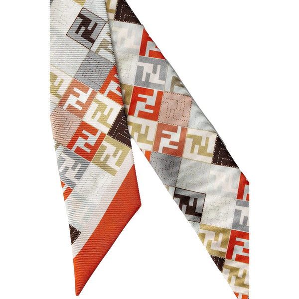 Fendi Silk Wrappy Scarf in Multicolor FF Patchwork Print – product photo 2