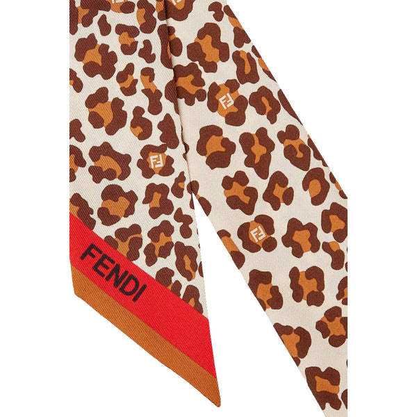 Fendi Wrappy Silk Bag Scarf in Leopard Print with Red Border – product photo 2