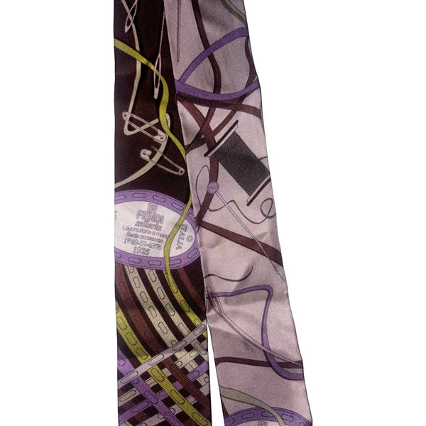 Fendi Wrappy Malva Multicolor Graphic Print Silk Scarf in Malva Multicolor Graphic Print, authentic new scarves & shawl, imag