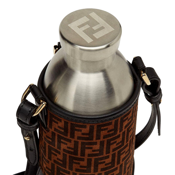 Fendi x 24 Bottles FF Print Suede Bottle Holder Crossbody 2 Piece Set in Brown, authentic new handbag, image 3