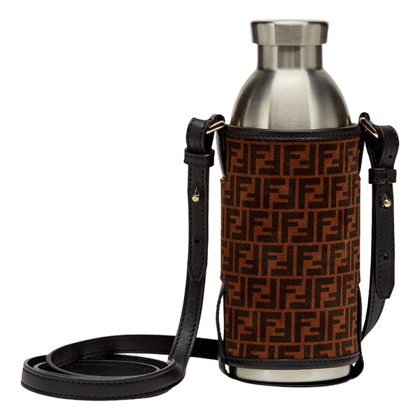 Fendi x 24 Bottles FF Print Suede Bottle Holder Crossbody 2 Piece Set in Brown, authentic new handbag, image 1