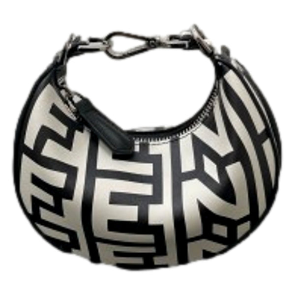Fendi x Marc Jacobs Fendigraphy Nano Hobo Bag Black White in Black and White, authentic new handbag, image 3