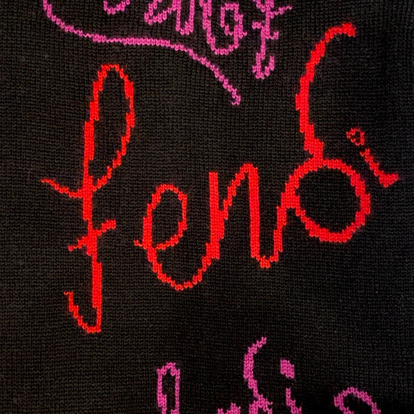 Fendi x Noel Felding Motif Nero Woven Wool Scarf in Black, authentic new scarves & shawl, image 3