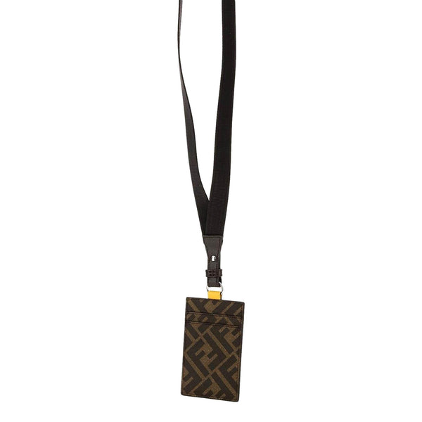Fendi Zucca Canvas Cardholder Wallet Lanyard in Brown Zucca and Yellow, authentic new wallet, image 3