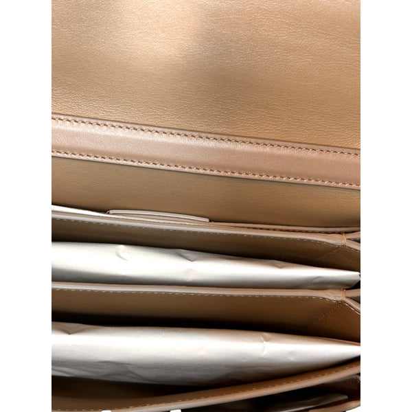 Ferragamo Trifolio Soft Leather Flap Crossbody Bag Ameretti Beige Gold Hardware – interior view