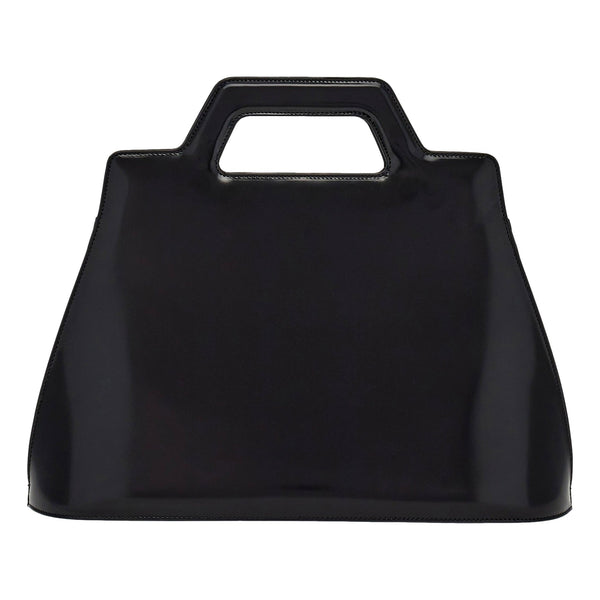 Ferragamo Wanda Black Patent Leather Top Handle Handbag in Black, authentic new handbag, image 2