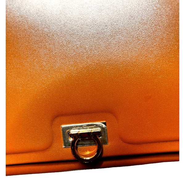 Ferragamo Trifolio Soft Leather Flap Crossbody Bag Sella Brown Gold Gancini Closure in Brown, authentic new handbag, image 5