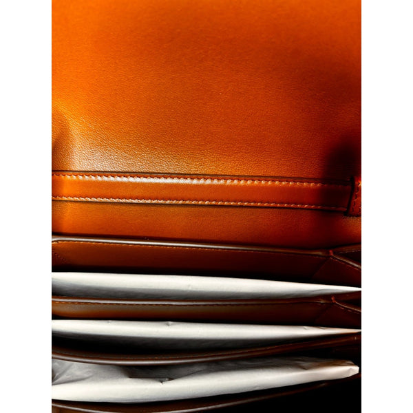 Ferragamo Trifolio Soft Leather Flap Crossbody Bag Sella Brown Gold Gancini Closure in Brown, authentic new handbag, image 4