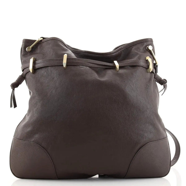Gucci 1955 Morsetto Large Leather Horsebit Drawstring Brown Bucket Bag in Brown, authentic new handbag, image 3