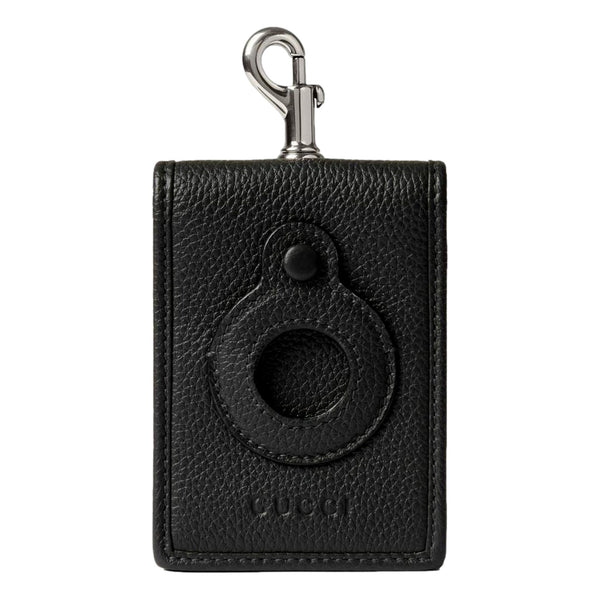 Gucci Grained Leather AirTag Holder Folding Card Case Wallet in Dark Gray in Dark Gray, authentic new wallet, image 1