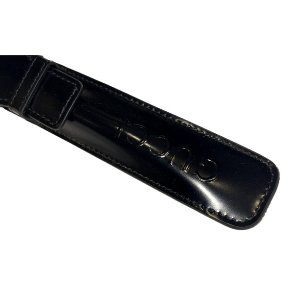 Gucci Black Patent Leather Apple Pencil Holder Keychain in Black, authentic new keychain, image 2