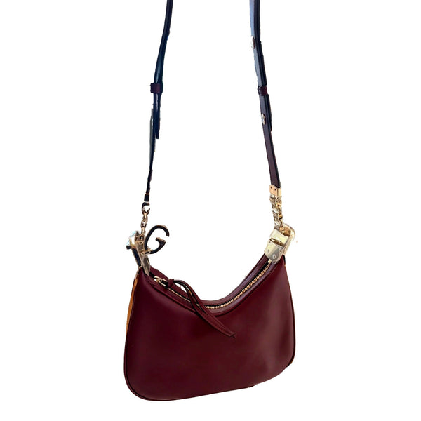 Gucci Attache Small Burgundy Leather Shoulder Crossbody Bag Web Stripe in Burgundy, authentic new handbag, image 3