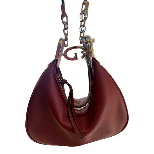 Gucci Attache Small Burgundy Leather Shoulder Crossbody Bag Web Stripe in Burgundy, authentic new handbag, image 1
