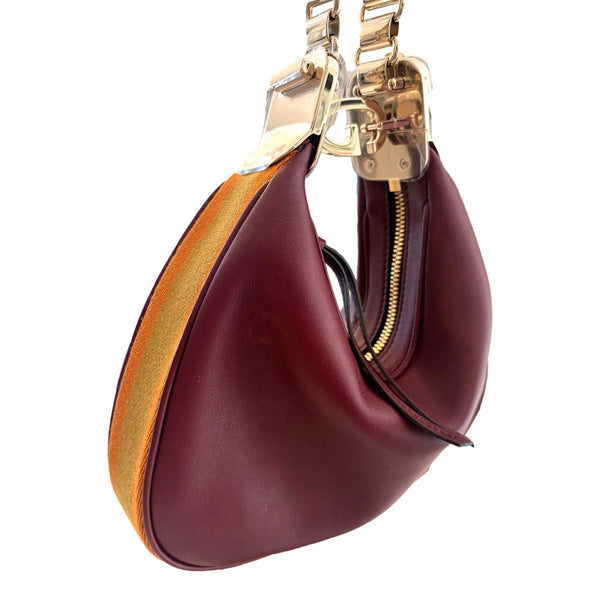 Gucci Attache Small Burgundy Leather Shoulder Crossbody Bag Web Stripe in Burgundy, authentic new handbag, image 5