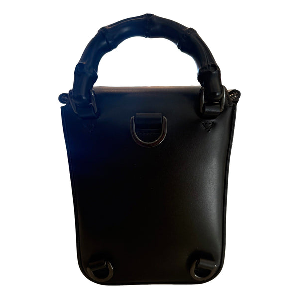 Gucci Bamboo 1947 Mini Black Leather Top Handle Crossbody Bag in Black, authentic new handbag, image 3