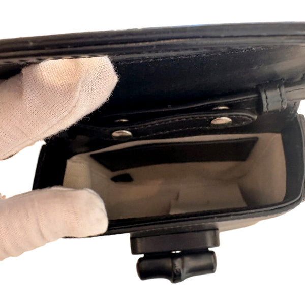 Gucci Bamboo 1947 Mini Black Leather Top Handle Crossbody Bag in Black, authentic new handbag, image 5