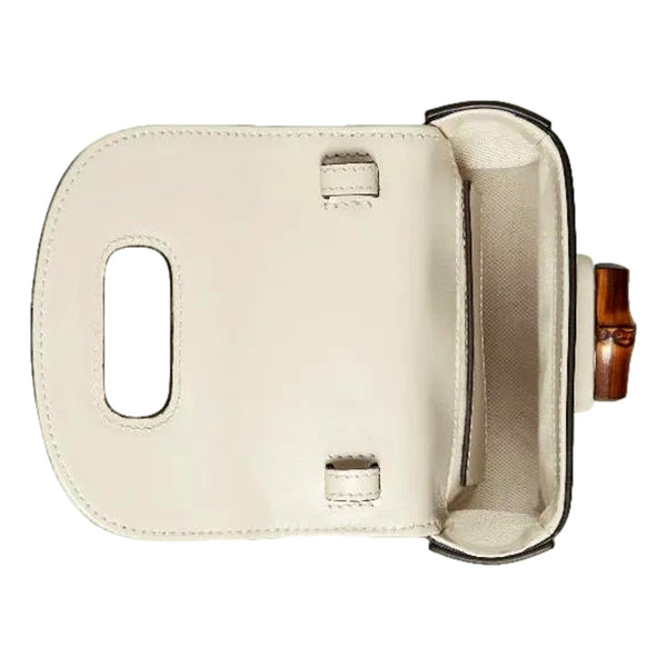 Gucci Bamboo 1947 Mini Cream Leather Top Handle Crossbody Bag in Cream, authentic new handbag, image 6