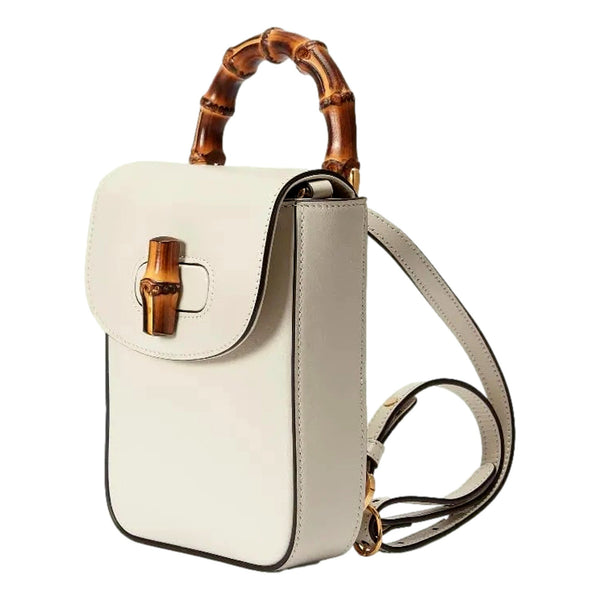 Gucci Bamboo 1947 Mini Cream Leather Top Handle Crossbody Bag in Cream, authentic new handbag, image 3