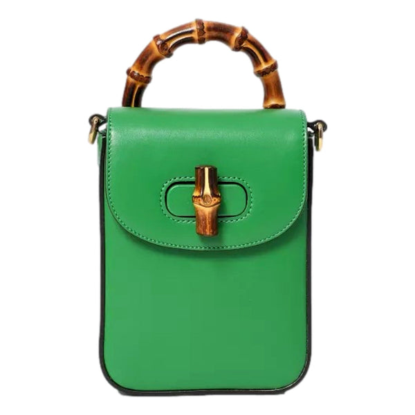 Gucci Bamboo 1947 Mini Green Leather Top Handle Crossbody Bag in Green, authentic new handbag, image 1