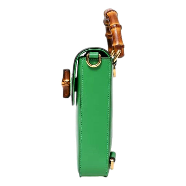 Gucci Bamboo 1947 Mini Green Leather Top Handle Crossbody Bag in Green, authentic new handbag, image 6