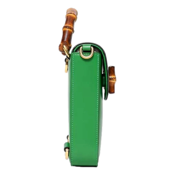 Gucci Bamboo 1947 Mini Green Leather Top Handle Crossbody Bag in Green, authentic new handbag, image 5