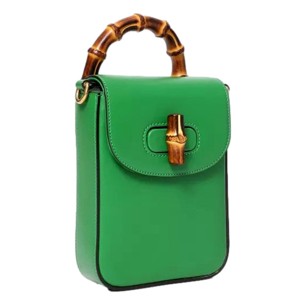 Gucci Bamboo 1947 Mini Green Leather Top Handle Crossbody Bag in Green, authentic new handbag, image 3