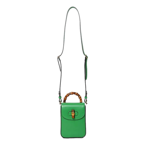 Gucci Bamboo 1947 Mini Green Leather Top Handle Crossbody Bag in Green, authentic new handbag, image 2