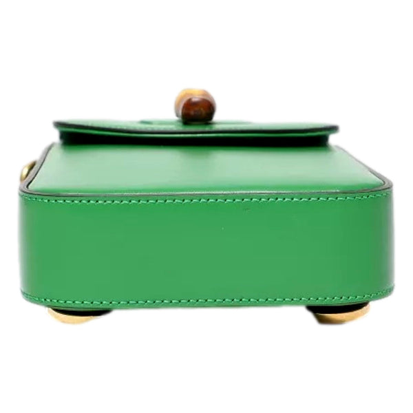 Gucci Bamboo 1947 Mini Green Leather Top Handle Crossbody Bag in Green, authentic new handbag, image 7