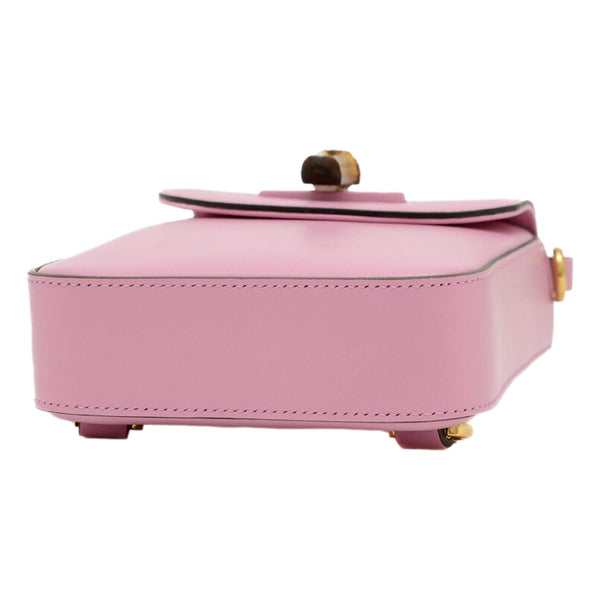 Gucci Bamboo 1947 Mini Pink Leather Top Handle Crossbody Bag in Pink, authentic new handbag, image 5