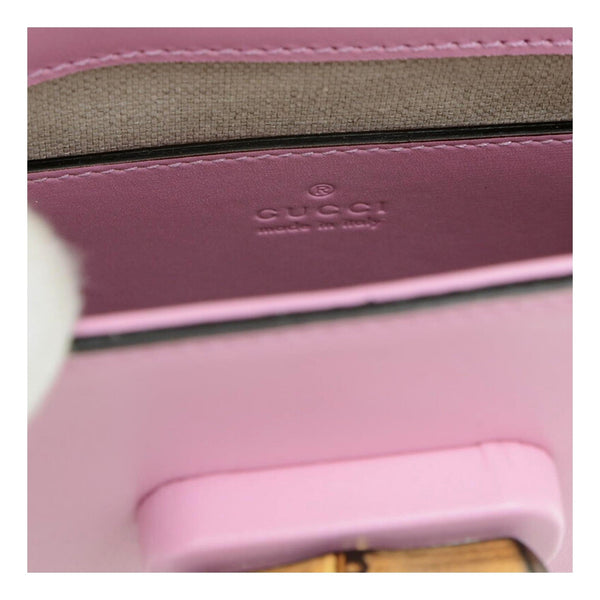 Gucci Bamboo 1947 Mini Pink Leather Top Handle Crossbody Bag in Pink, authentic new handbag, image 7