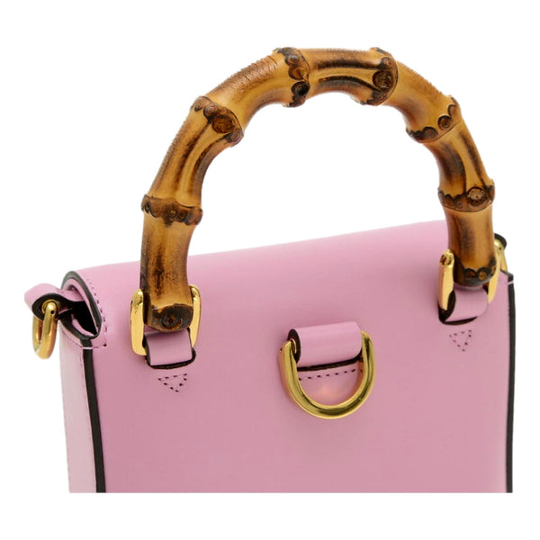 Gucci Bamboo 1947 Mini Pink Leather Top Handle Crossbody Bag in Pink, authentic new handbag, image 4