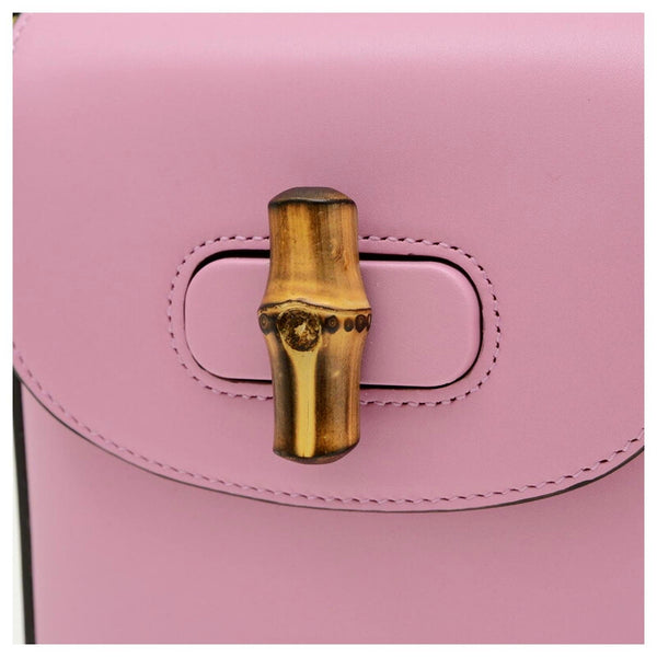 Gucci Bamboo 1947 Mini Pink Leather Top Handle Crossbody Bag in Pink, authentic new handbag, image 3