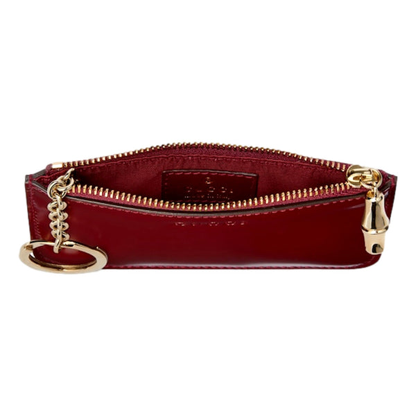 Gucci Bamboo Series Bordeaux Patent Leather Zipper Key Pouch Wallet in Bordeaux Deep Red, authentic new wallet, image 3
